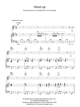 page one of Word Up (Piano, Vocal & Guitar Chords)