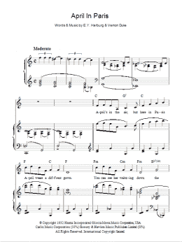page one of April In Paris (Piano, Vocal & Guitar Chords)
