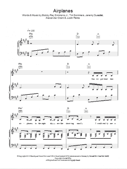 page one of Airplanes (Piano, Vocal & Guitar Chords)
