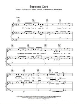 page one of Separate Cars (Piano, Vocal & Guitar Chords)
