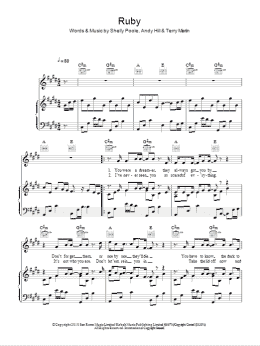 page one of Ruby (Piano, Vocal & Guitar Chords)