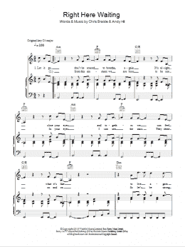 page one of Right Here Waiting (Piano, Vocal & Guitar Chords)