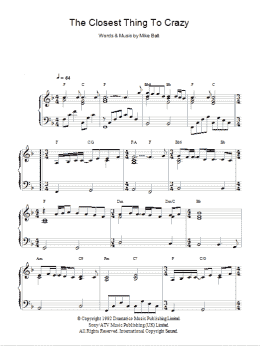 page one of The Closest Thing To Crazy (Piano Solo)