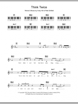 page one of Think Twice (Piano Chords/Lyrics)