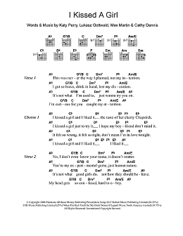 page one of I Kissed A Girl (Guitar Chords/Lyrics)