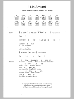 page one of I Lie Around (Guitar Chords/Lyrics)