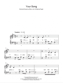 page one of Your Song (Chorus Only) (Easy Piano)