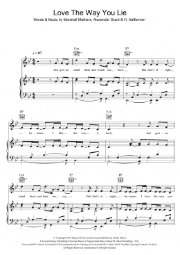 page one of Love The Way You Lie (featuring Rihanna) (Piano, Vocal & Guitar Chords (Right-Hand Melody))