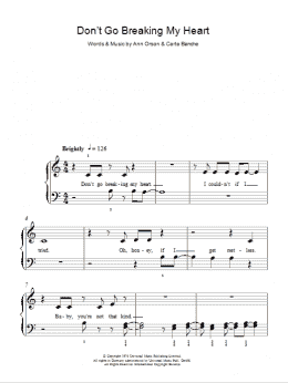 page one of Don't Go Breaking My Heart (Easy Piano)