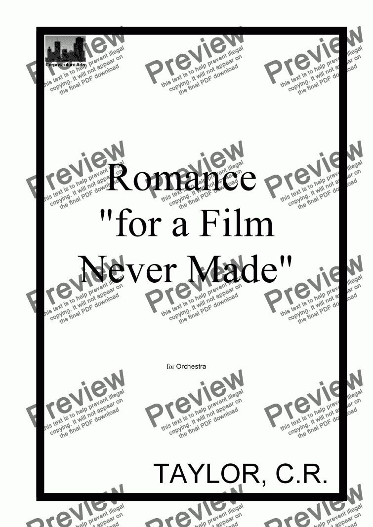 page one of Romance "for a Film Never Made"