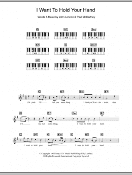 page one of I Want To Hold Your Hand (Piano Chords/Lyrics)