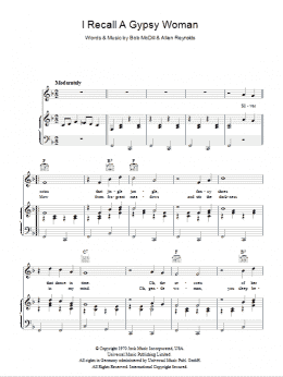 page one of I Recall A Gypsy Woman (Piano, Vocal & Guitar Chords)