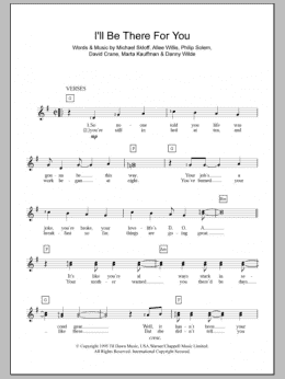 page one of I'll Be There For You (Piano Chords/Lyrics)