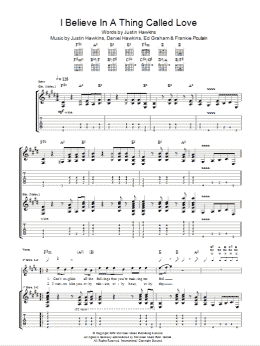 page one of I Believe In A Thing Called Love (Guitar Tab)
