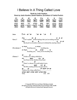 page one of I Believe In A Thing Called Love (Guitar Chords/Lyrics)
