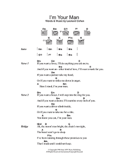 page one of I'm Your Man (Guitar Chords/Lyrics)