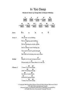 page one of In Too Deep (Guitar Chords/Lyrics)
