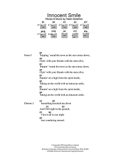 page one of Innocent Smile (Guitar Chords/Lyrics)