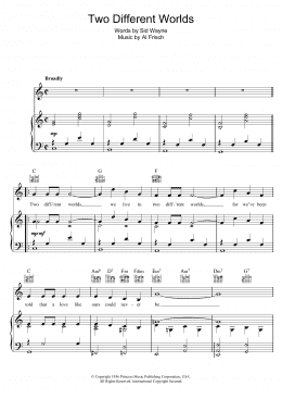 page one of Two Different Worlds (Piano, Vocal & Guitar Chords)