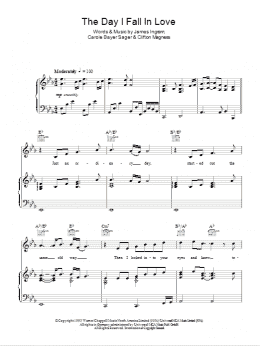 page one of The Day I Fall In Love (Piano, Vocal & Guitar Chords)