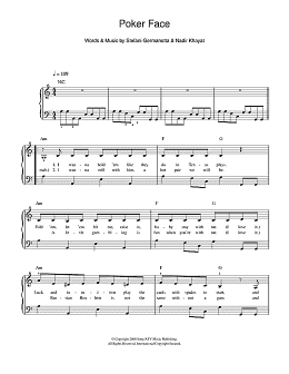 page one of Poker Face (Easy Piano)