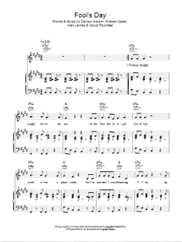 page one of Fool's Day (Piano, Vocal & Guitar Chords)