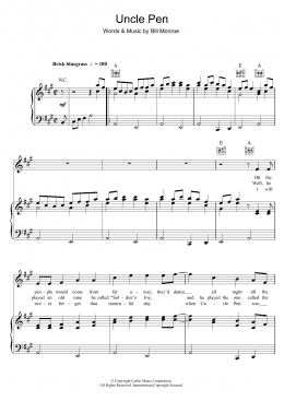page one of Uncle Pen (Piano, Vocal & Guitar Chords)