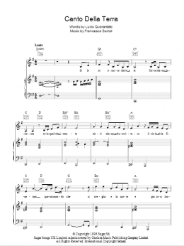 page one of Canto Della Terra (Piano, Vocal & Guitar Chords)