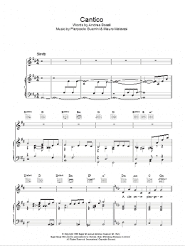 page one of Cantico (Piano, Vocal & Guitar Chords)