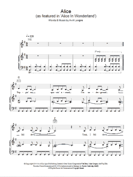 page one of Alice (Piano, Vocal & Guitar Chords)
