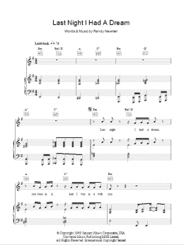 page one of Last Night I Had A Dream (Piano, Vocal & Guitar Chords)