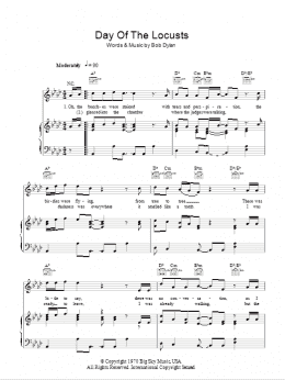 page one of Day Of The Locusts (Piano, Vocal & Guitar Chords)