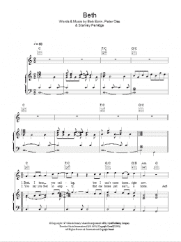page one of Beth (Piano, Vocal & Guitar Chords)