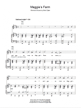 page one of Maggie's Farm (Piano, Vocal & Guitar Chords)