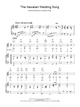 page one of The Hawaiian Wedding Song (Piano, Vocal & Guitar Chords)