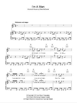 page one of I'm A Man (Piano, Vocal & Guitar Chords)