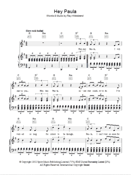 page one of Hey Paula (Piano, Vocal & Guitar Chords)