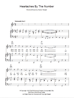 page one of Heartaches By The Number (Piano, Vocal & Guitar Chords)