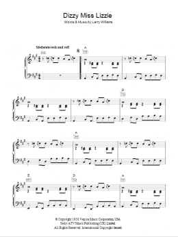 page one of Dizzy Miss Lizzy (Piano, Vocal & Guitar Chords)