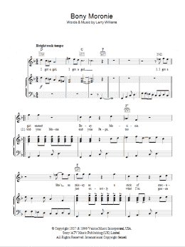page one of Bony Moronie (Piano, Vocal & Guitar Chords)
