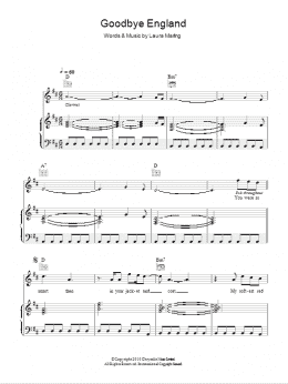 page one of Goodbye England (Covered In Snow) (Piano, Vocal & Guitar Chords)