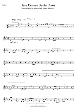 page one of Here Comes Santa Claus (Right Down Santa Claus Lane) (Clarinet Solo)