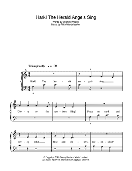 page one of Hark! The Herald Angels Sing (5-Finger Piano)