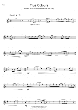 page one of True Colours (Flute Solo)