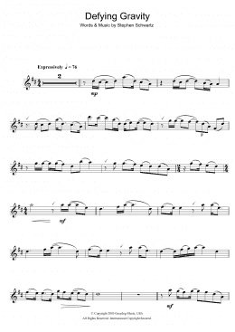 page one of Defying Gravity (from Wicked) (Flute Solo)