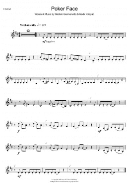 page one of Poker Face (Clarinet Solo)