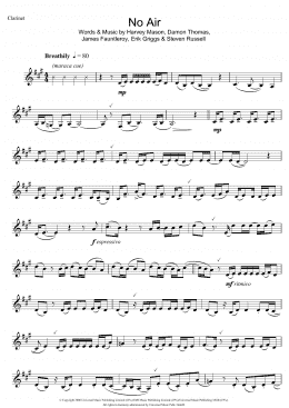 page one of No Air (Clarinet Solo)