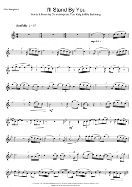 page one of I'll Stand By You (Alto Sax Solo)