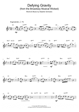 page one of Defying Gravity (from Wicked) (Alto Sax Solo)