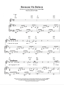page one of Because We Believe (Piano, Vocal & Guitar Chords)